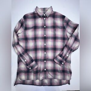 EUC MADEWELL‎ Women's Flannel Button-Down Shirt Pink Blue Size XS. *OVERSIZED*